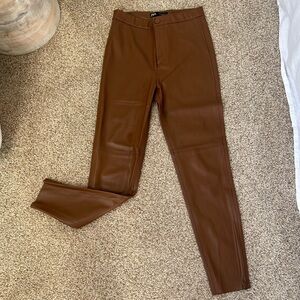 Brown leather skinny pants